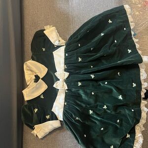 Elegant Green Velvet Kids Costume